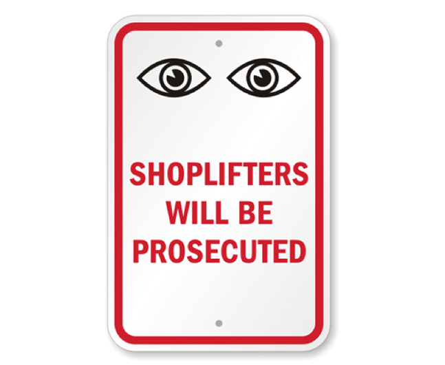 Shoplifter prosecution signage | Shopify Retail